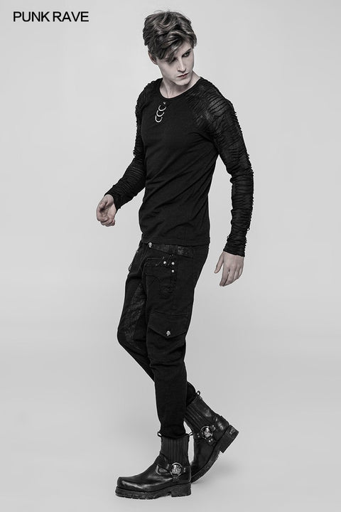 Herren Raglan Sleeve Knit Punk T-Shirt