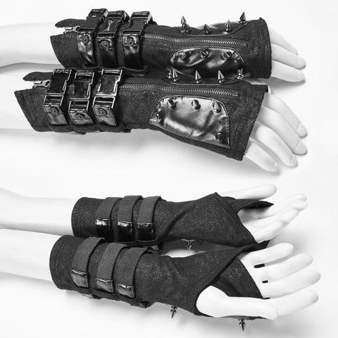Männer und Frauen Diablo Assassin Punk Niet Leder Schnallen Handschuhe Armstulpen