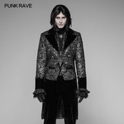 Gothic Metal Textur Jacquard Swallow Tail Coat Jacke