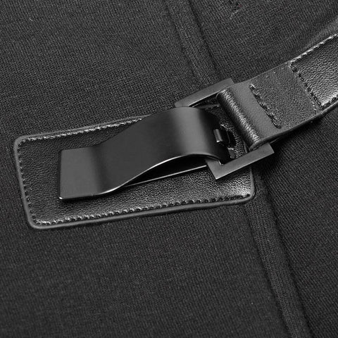 Dark Punk Leder Crack Knit Stitching Kapuzenjacke