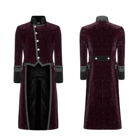 Gothic Dark Rose Bedruckte Velvet Swallowtail Coat Jacket