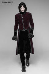 Gothic Dark Rose Bedruckte Velvet Swallowtail Coat Jacket