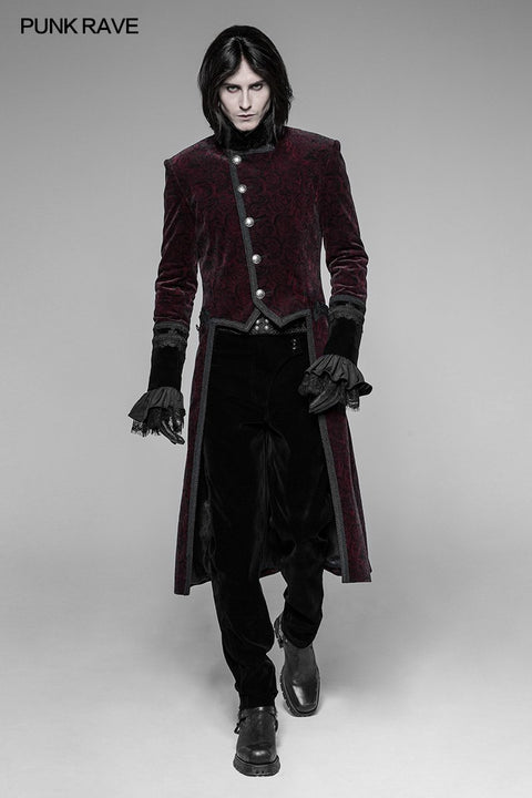 Gothic Dark Rose Bedruckte Velvet Swallowtail Coat Jacket