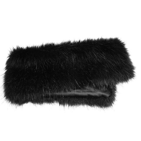 Gotischer schwarz-roter langer Wintermantel aus Wolle, dekoriert mit Pelzimitat