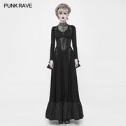 Victorian Steampunk Long Leinen Schnür Korsett Hosenträger Kleid