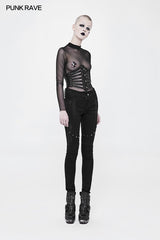 Punk Elastic Denim besetzte lange Hosen für Frauen