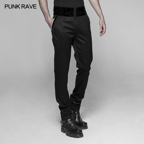 Dracula Gothic Pants Hose mit dunklen Streifen und Bund mit Samtmuster