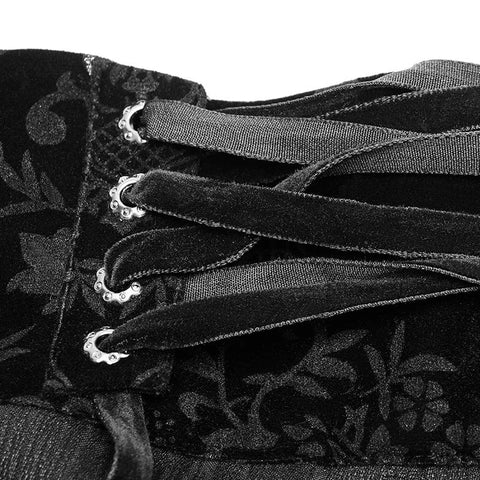 Dracula Gothic Pants Hose mit dunklen Streifen und Bund mit Samtmuster