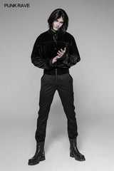 Dracula Gothic Pants Hose mit dunklen Streifen und Bund mit Samtmuster