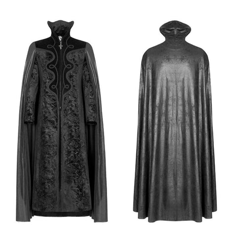 Dracula Wunderschöner gotischer Umhang aus geprägtem Samt mit langem Umhang
