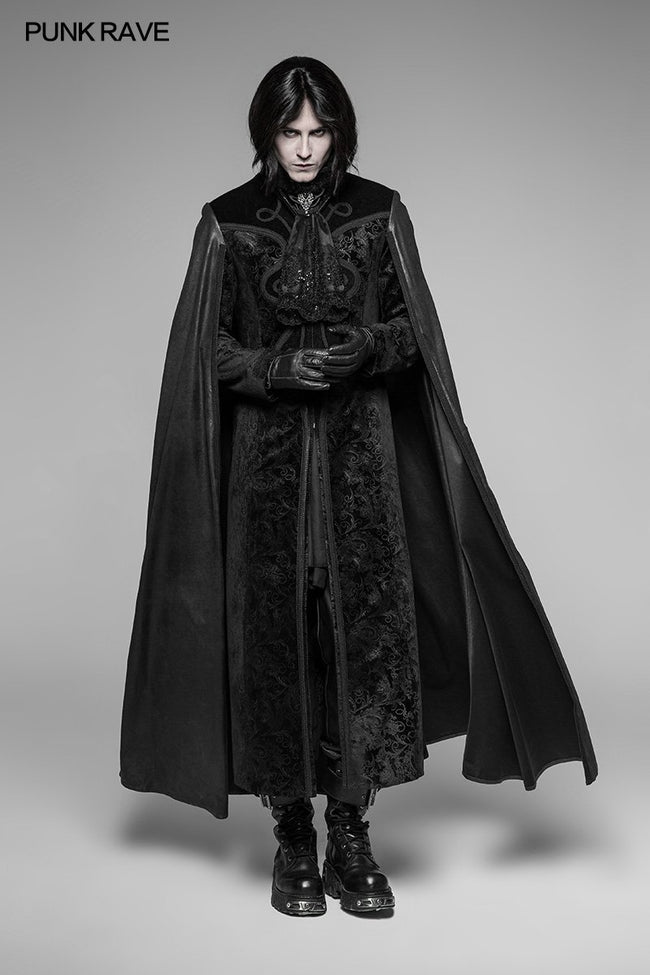 Dracula Wunderschöner gotischer Umhang aus geprägtem Samt mit langem Umhang