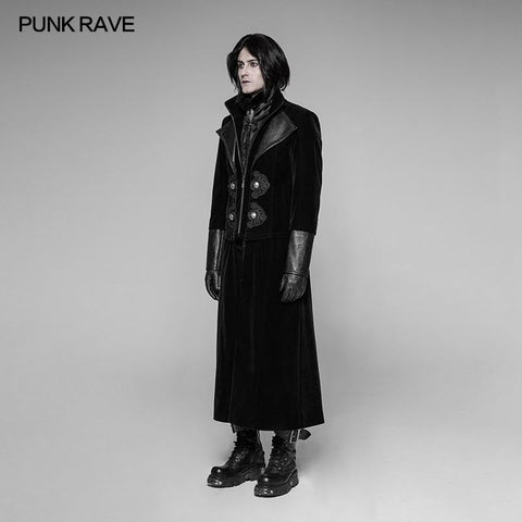 Wunderschöne Samt Long Punk Jacke Abnehmbarer gefälschter zweiteiliger Mantel für Männer