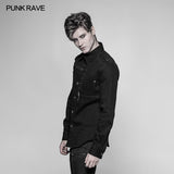 Herren Punk Tie Rope Persönlichkeit Shirt mit Doppeltasche