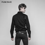 Herren Punk Tie Rope Persönlichkeit Shirt mit Doppeltasche