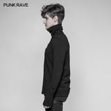 Dekadente Punk S-förmige Reißverschluss Strick T-Shirt Persönlichkeit Mosaik High Collar Sweater