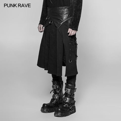 Dunkler Punk Leder Spleißen Persönlichkeit Faltenrock für Herren