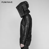 Herren Dark Punk Persönlichkeit Pullover Hoodie Abgeschrägter Reißverschluss Strickpullover mit Kapuze