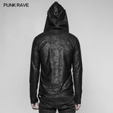 Herren Dark Punk Persönlichkeit Pullover Hoodie Abgeschrägter Reißverschluss Strickpullover mit Kapuze