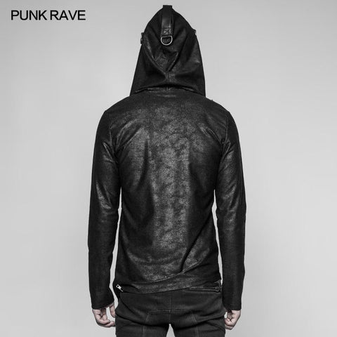 Herren Dark Punk Persönlichkeit Pullover Hoodie Abgeschrägter Reißverschluss Strickpullover mit Kapuze