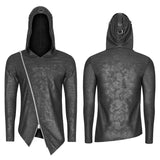 Herren Dark Punk Persönlichkeit Pullover Hoodie Abgeschrägter Reißverschluss Strickpullover mit Kapuze