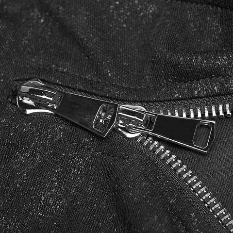 Herren Dark Punk Persönlichkeit Pullover Hoodie Abgeschrägter Reißverschluss Strickpullover mit Kapuze