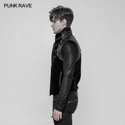 Royal Cavalry Force Punk Weste Samt Leder Stehkragen Weste für Männer
