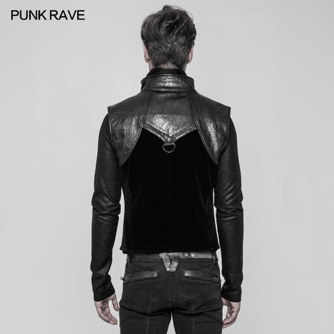 Royal Cavalry Force Punk Weste Samt Leder Stehkragen Weste für Männer