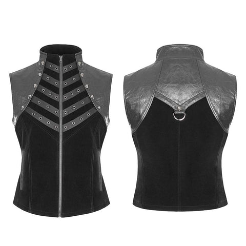 Royal Cavalry Force Punk Weste Samt Leder Stehkragen Weste für Männer