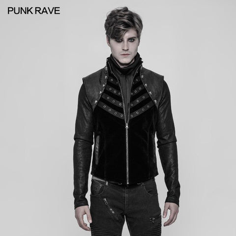 Royal Cavalry Force Punk Weste Samt Leder Stehkragen Weste für Männer