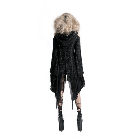 Punk Style Lace Gothic Schwarz Langer Pullover Für Frauen