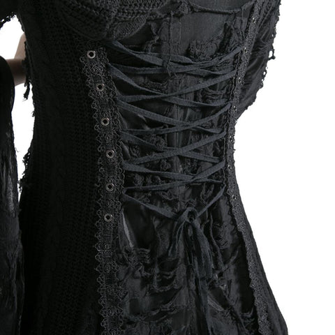 Punk Style Lace Gothic Schwarz Langer Pullover Für Frauen