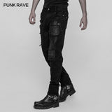Herren Punk Decadent Crack Personality Pants Handbemalte Hose