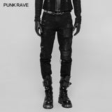 Herren Punk Decadent Crack Personality Pants Handbemalte Hose