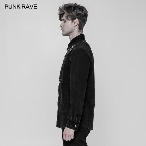 Punk Uniform Style Fitted Jeanshemd Für Männer