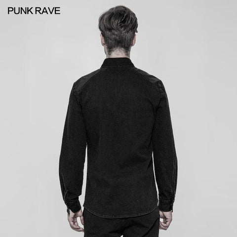 Punk Uniform Style Fitted Jeanshemd Für Männer
