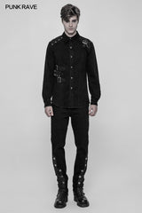 Punk Uniform Style Fitted Jeanshemd Für Männer
