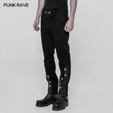 Punk Metal Pattern Buttons Spleißen Hosen Herren Uniformhose