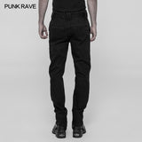 Punk Metal Pattern Buttons Spleißen Hosen Herren Uniformhose