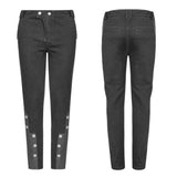 Punk Metal Pattern Buttons Spleißen Hosen Herren Uniformhose