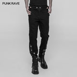 Punk Metal Pattern Buttons Spleißen Hosen Herren Uniformhose