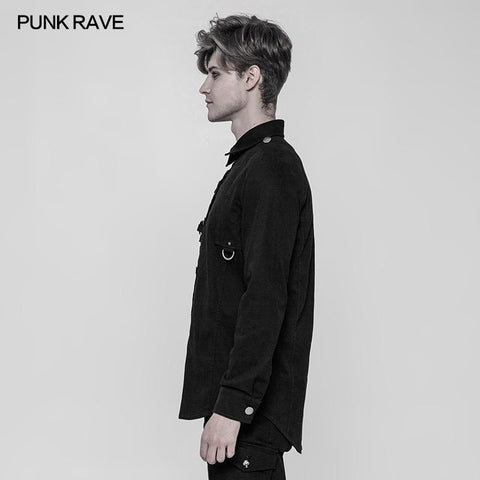 Herren Punk Pure Cotton Persönlichkeit Shirt Mit Mosaik Niet Dekoration