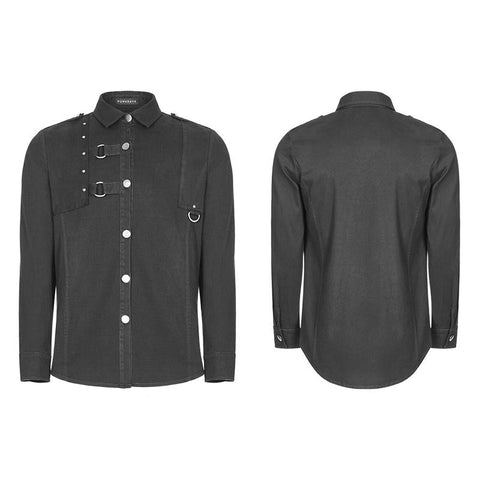 Herren Punk Pure Cotton Persönlichkeit Shirt Mit Mosaik Niet Dekoration