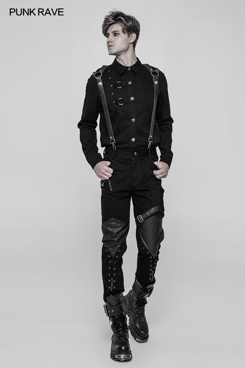 Persönlichkeit Punk Leder Kreuz Schultergurt Hosenträger Zubehör