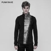 Steampunk Metal Rivet Embossing Strick-T-Shirt für Männer
