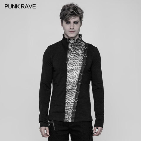 Steampunk Metal Rivet Embossing Strick-T-Shirt für Männer