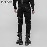 Persönlichkeit Reißverschluss Tasche Punk Hose Leder Spleißhose für Männer