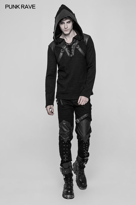 Persönlichkeit Reißverschluss Tasche Punk Hose Leder Spleißhose für Männer