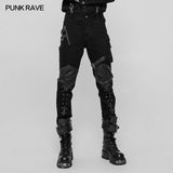 Persönlichkeit Reißverschluss Tasche Punk Hose Leder Spleißhose für Männer