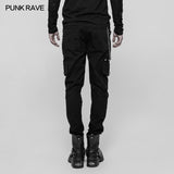 Heavy Metal Punk Hose für Herren mit doppelter Tasche und floral gewebter Taillenkopfhose