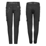 Heavy Metal Punk Hose für Herren mit doppelter Tasche und floral gewebter Taillenkopfhose